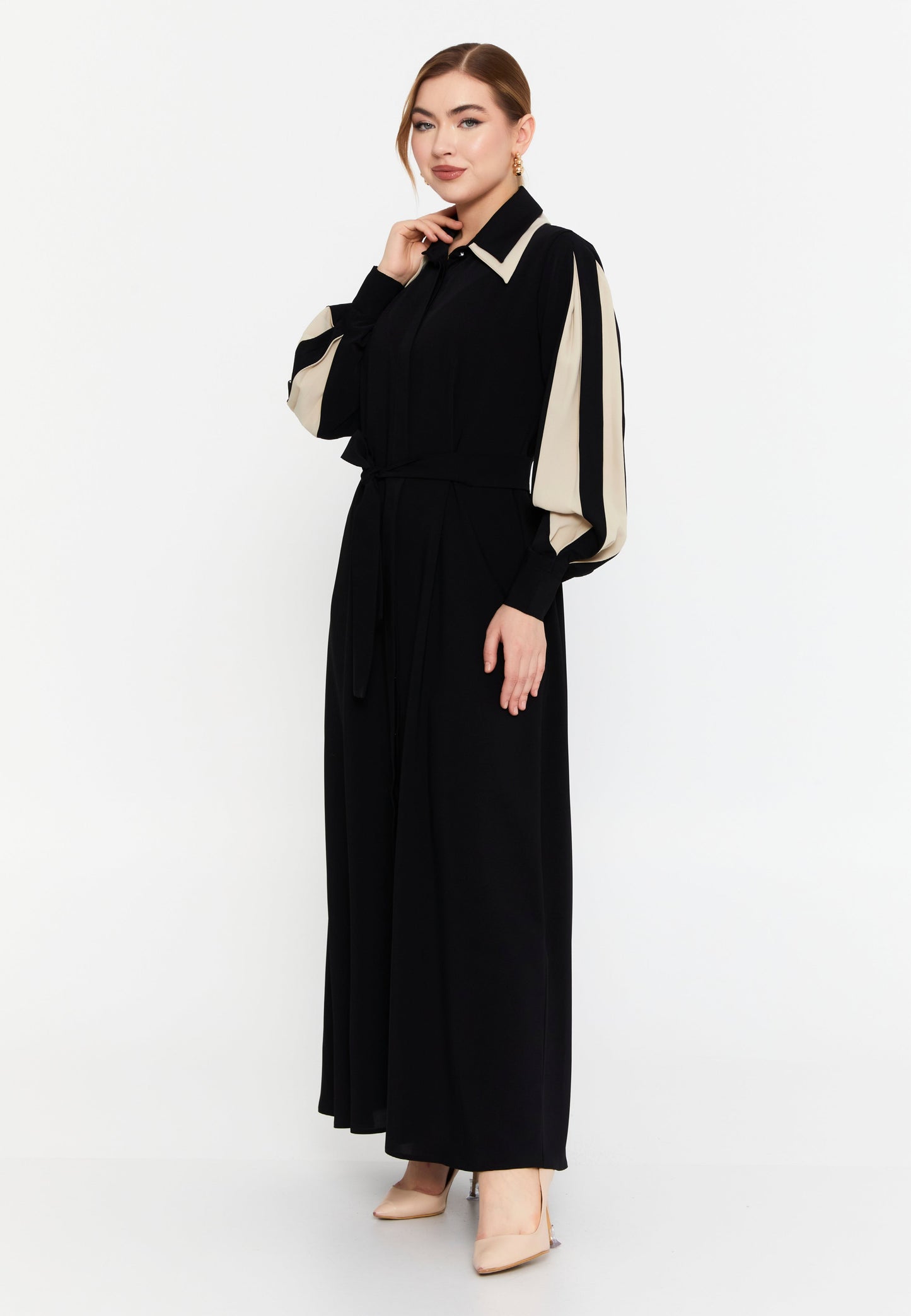 Long-Sleeve Viscose Maxi Dress