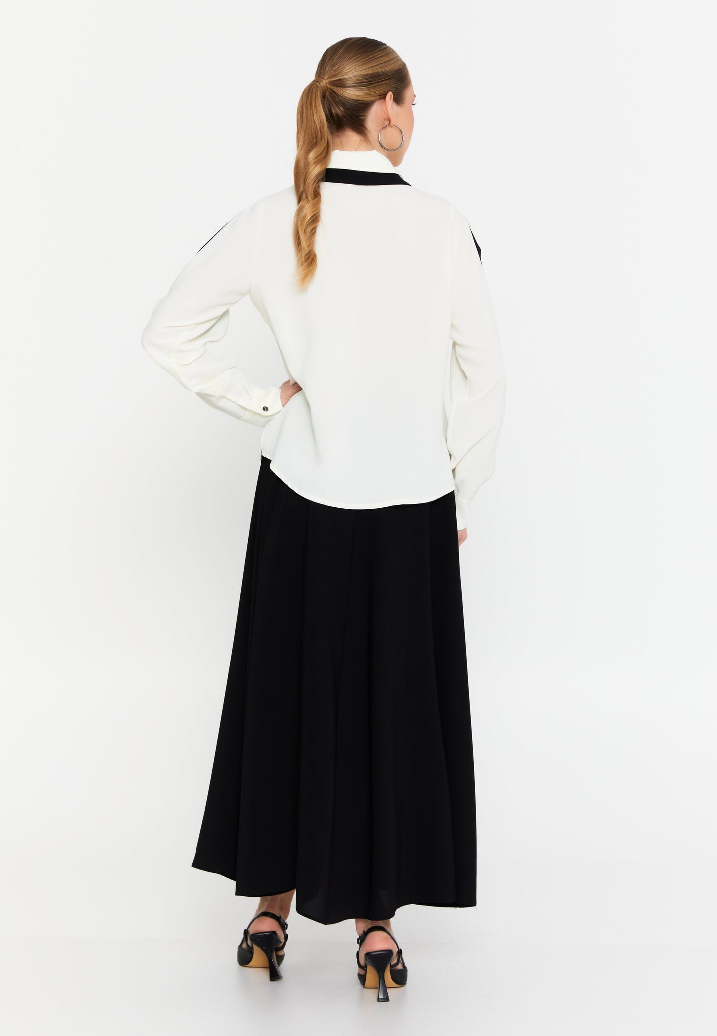 Long Sleeve Plain-Tone Two-Piece Set