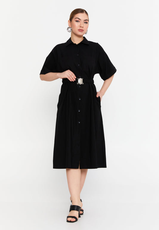 Elegant Short Sleeve Midi Dress