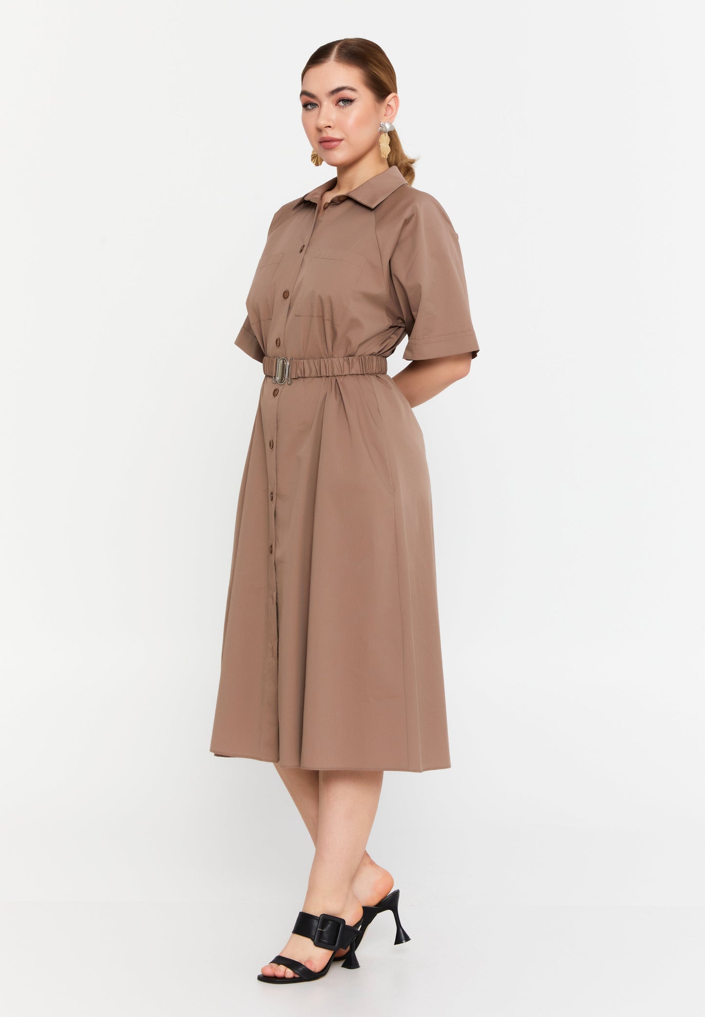 Elegant Short Sleeve Midi Dress