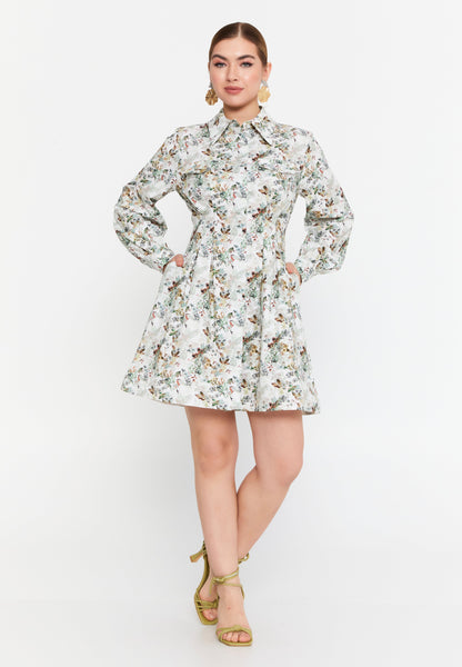 Long-Sleeve Polyester Mini Dress