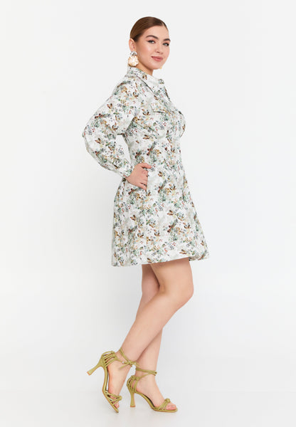 Long-Sleeve Polyester Mini Dress