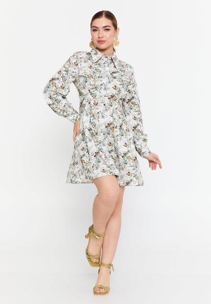 Long-Sleeve Polyester Mini Dress