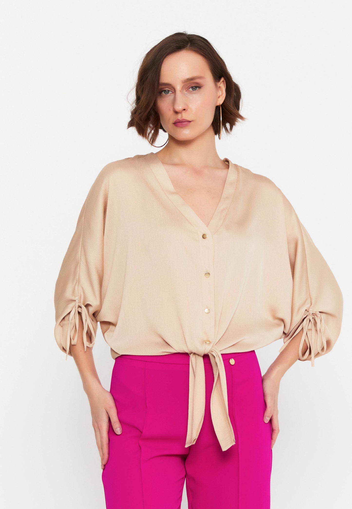 Mid-Length Unicolor Blouse