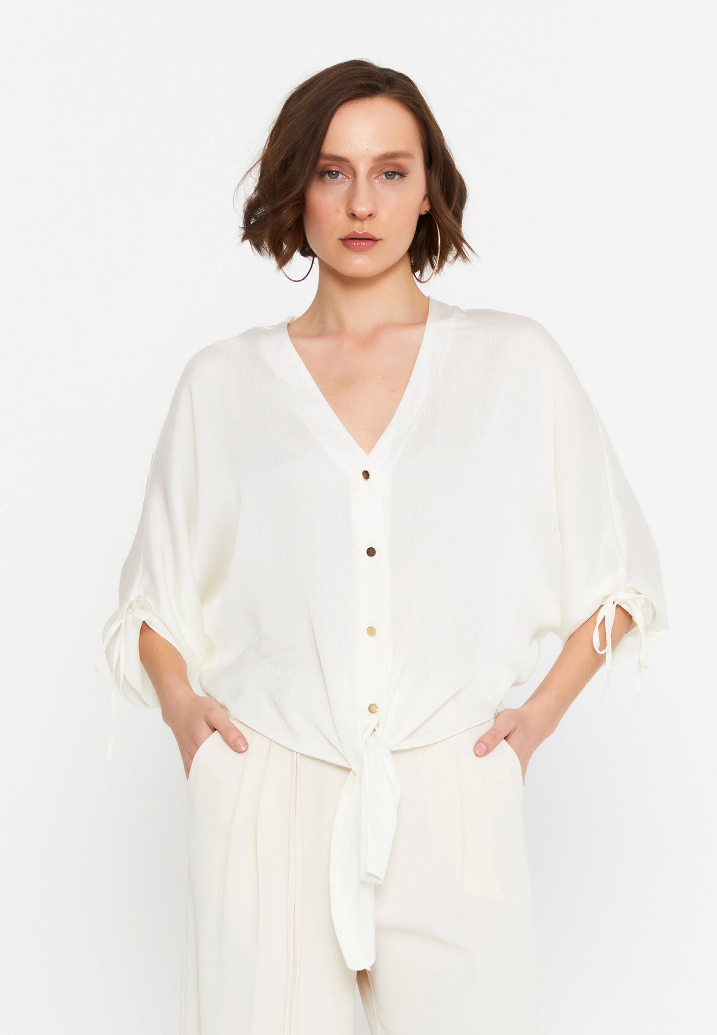 Mid-Length Unicolor Blouse