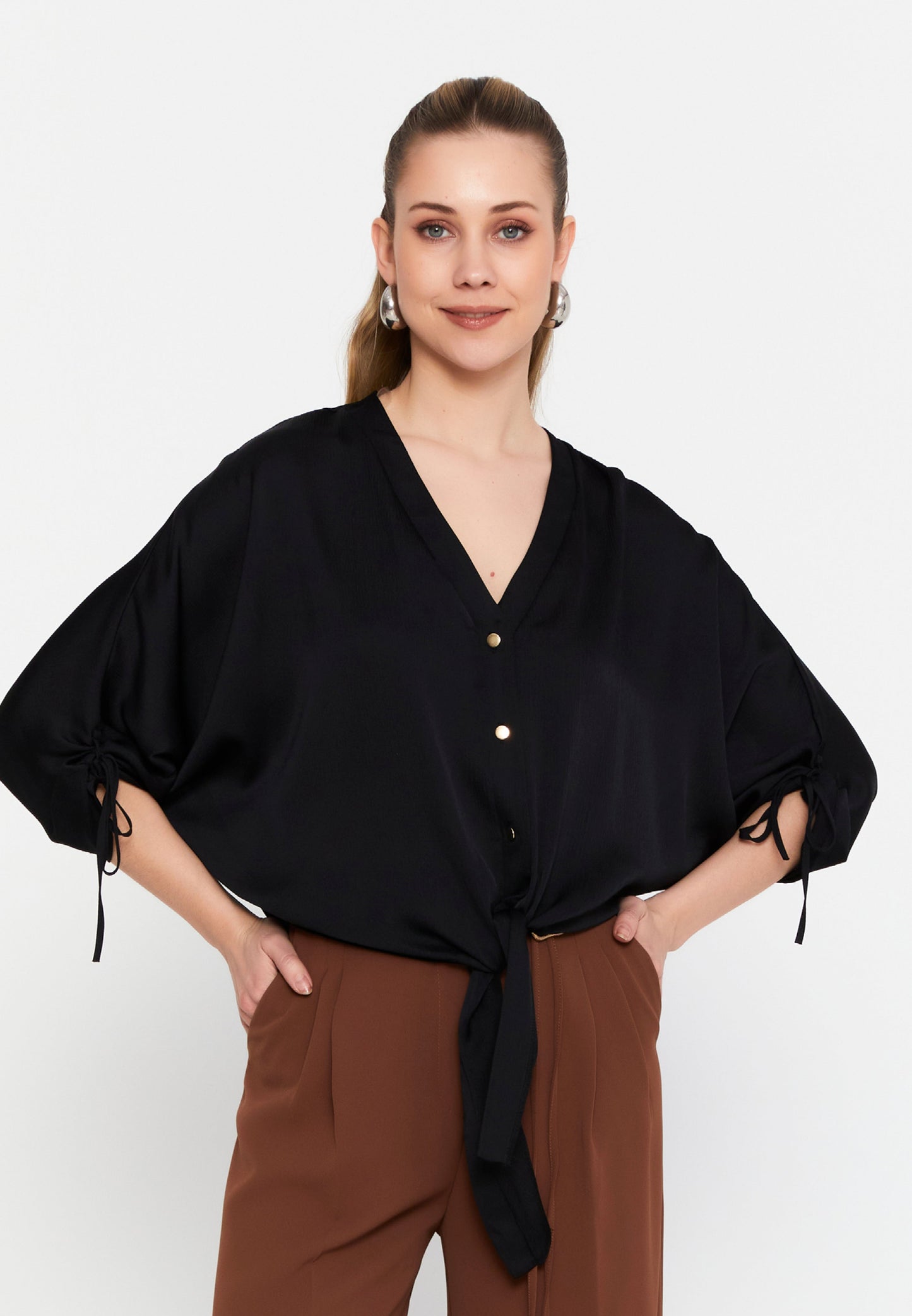 Mid-Length Unicolor Blouse