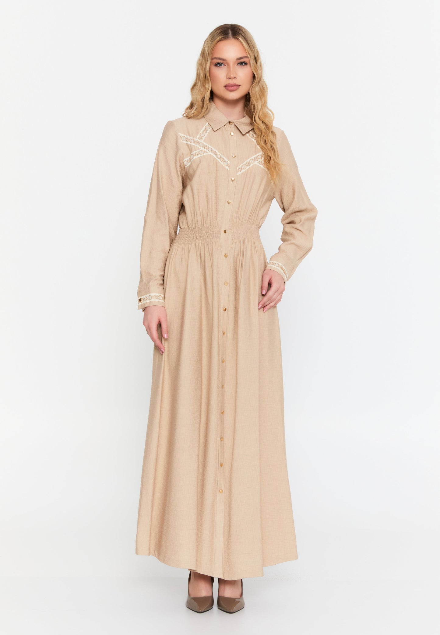 Long Sleeve Maxi Linen Dress