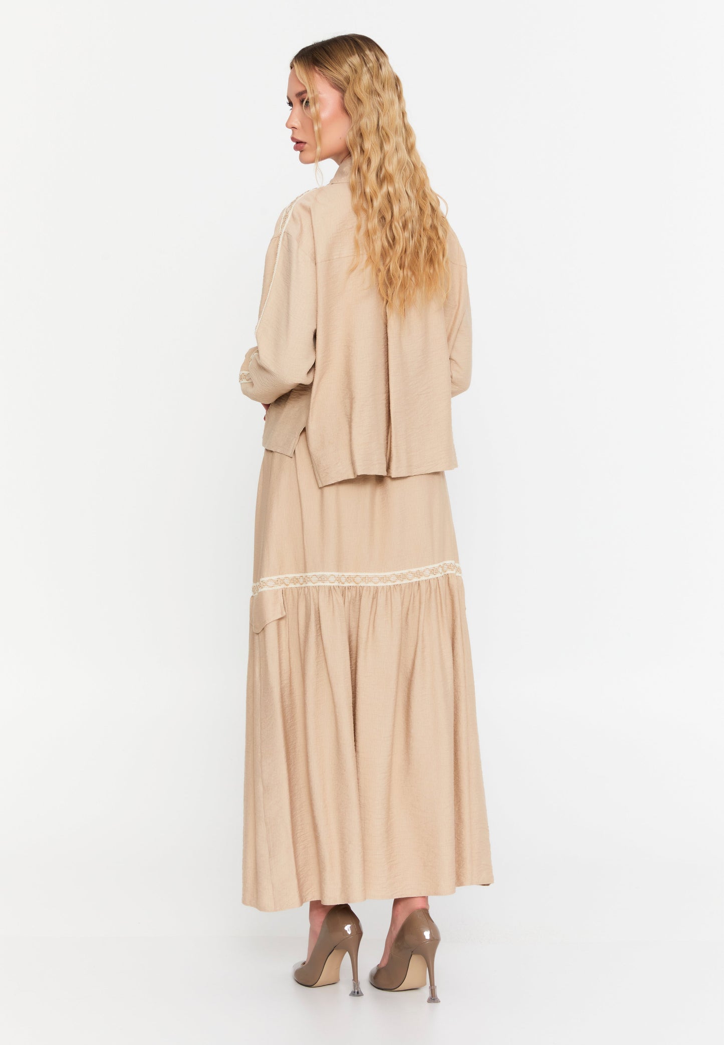 Long Sleeve Solid Linen Two-Piece Set