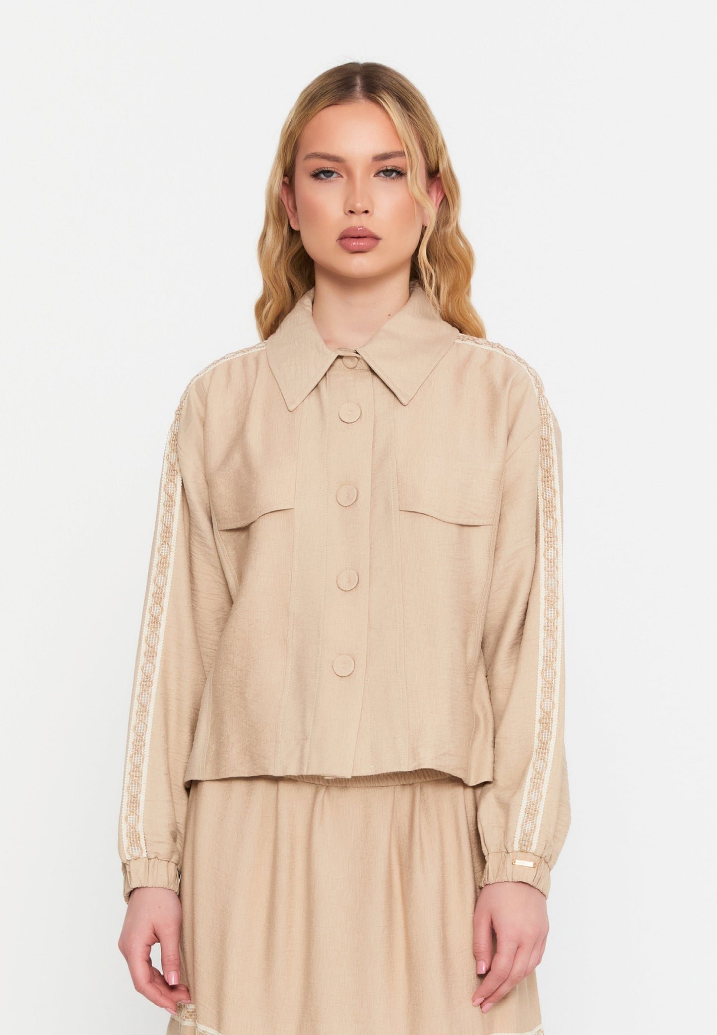 Long Sleeve Solid Linen Two-Piece Set