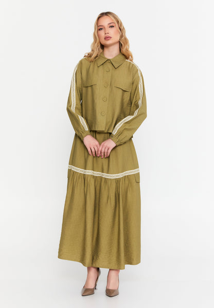 Long Sleeve Solid Linen Two-Piece Set