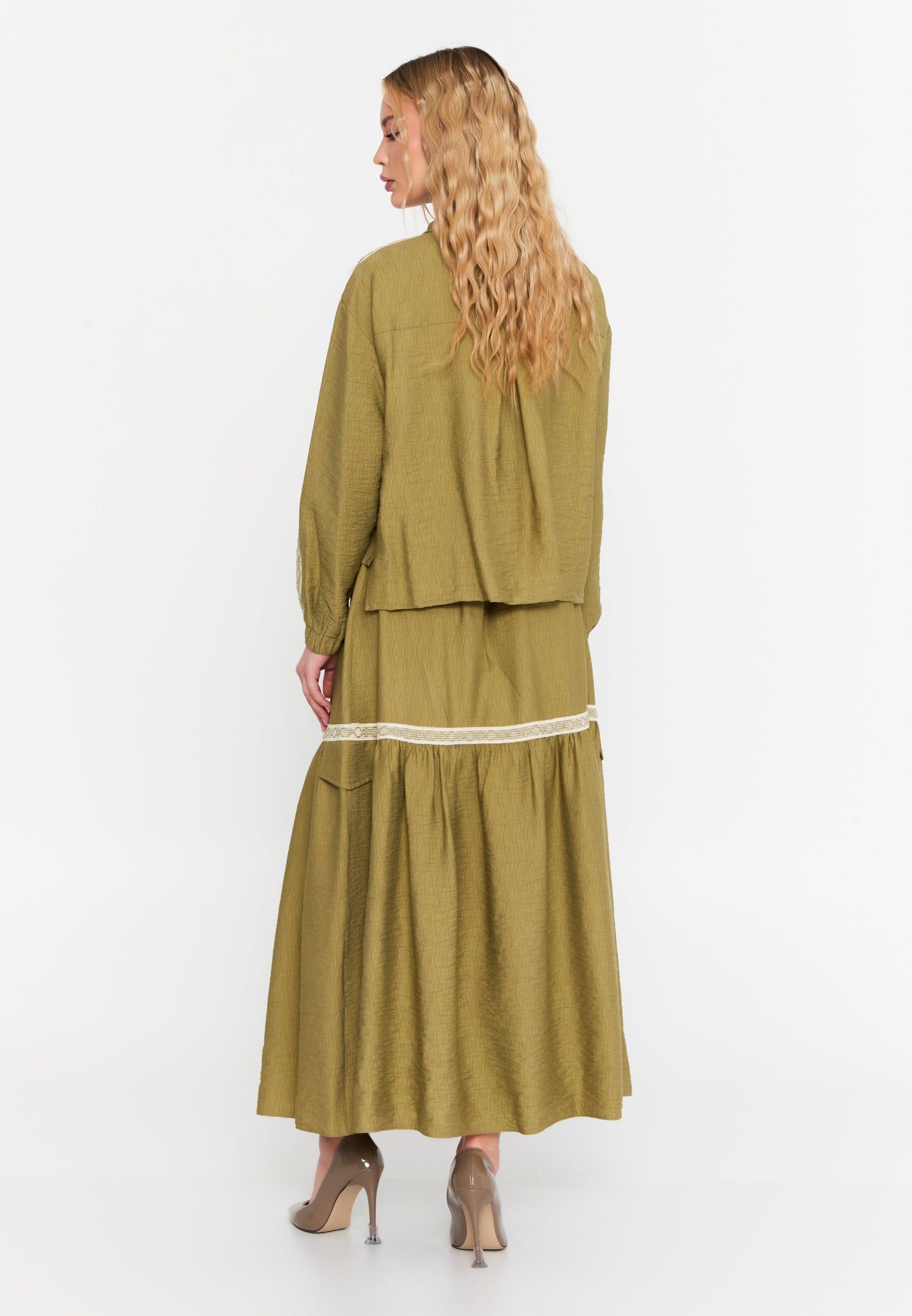 Long Sleeve Solid Linen Two-Piece Set