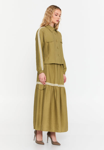 Long Sleeve Solid Linen Two-Piece Set